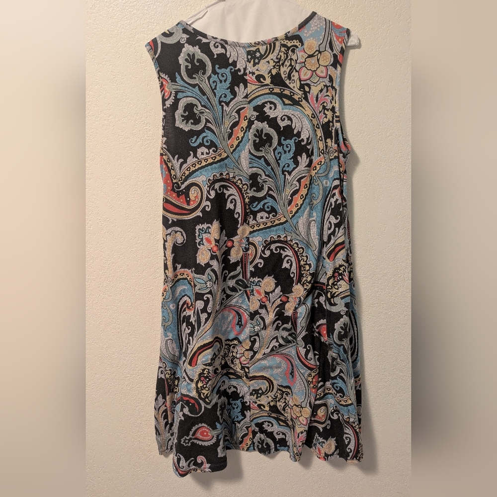 Paisley Sleeveless Dress- Multicolor - Picture 2 of 4